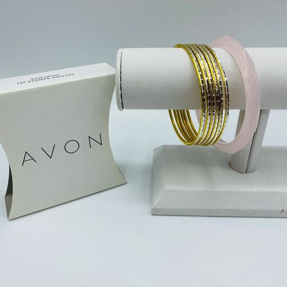 Avon Jewelry - Avon Faceted Bangle Set Small-Pink 7 Bracelets New